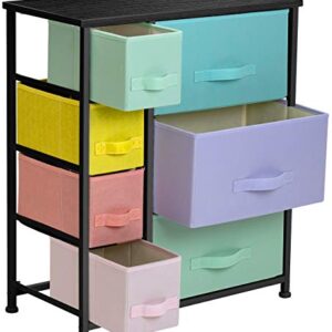 Sorbus Dresser with 7 Drawers - Furniture Storage Chest for Kid’s, Teens, Bedroom, Nursery, Playroom, Clothes, Toy Organization - Steel Frame, Wood Top,Fabric Bins (7-Drawer, Pastel/Black)