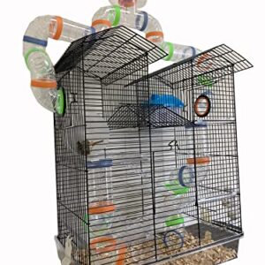 Acrylic Large 5-Level Lookout Tower with Long Crossover Tube Habitat Hamster Rodent Gerbils Mouse Mice Small Animal Cage