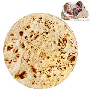 gzddg burrito tortilla blanket, perfectly round novelty food wrap blanket creative food flour throw, comfort wearable blanket for bed & sofa (59 inch)