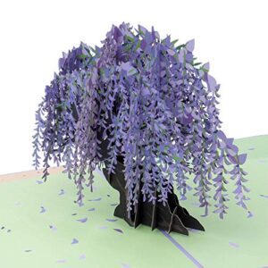 paper love 3d pop up card, wisteria tree, for mom, adults or kids, mothers day, all occasions - 5" x 7" cover - includes envelope and note tag