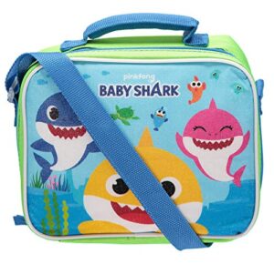 baby shark 3 bag with strap lunch box, small, blue