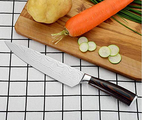 8 Inch Chef's knife, blade length 20 cm, professional kitchen knife, chef's knife, utility knife made of carbon stainless steel, extra sharp knife blade with ergonomic handle