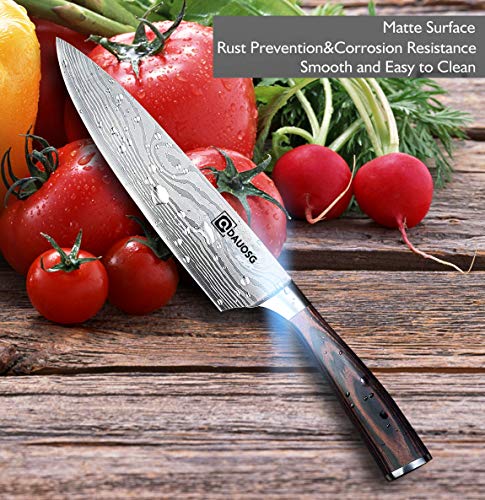 8 Inch Chef's knife, blade length 20 cm, professional kitchen knife, chef's knife, utility knife made of carbon stainless steel, extra sharp knife blade with ergonomic handle