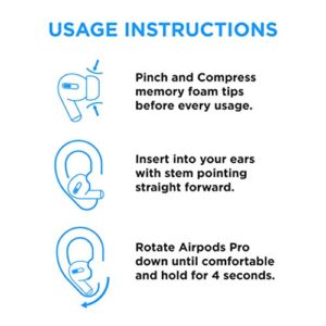 Foam Masters Memory Foam Ear Tips for AirPods Pro 1st & 2nd Gen | Comfortable | Secure | Better Noise Cancellation | Version 3.0 Replacement Buds (Small, Med, Large - 3 Pairs, Black)