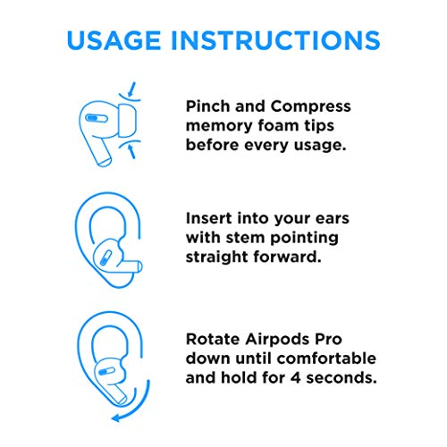 Foam Masters Memory Foam Ear Tips for AirPods Pro 1st & 2nd Gen | Comfortable | Secure | Better Noise Cancellation | Version 3.0 Replacement Buds (Small, Med, Large - 3 Pairs, Black)