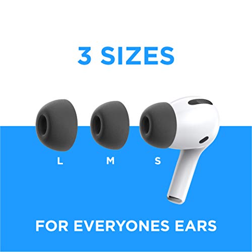 Foam Masters Memory Foam Ear Tips for AirPods Pro 1st & 2nd Gen | Comfortable | Secure | Better Noise Cancellation | Version 3.0 Replacement Buds (Small, Med, Large - 3 Pairs, Black)