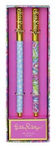 lilly pulitzer black ink ballpoint pen set of 2, totally blossom