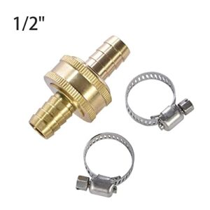 Sanpaint Brass Garden Hose Connector Repair Mender Kit with Stainless Clamp,Fits 1/2" Water Hose Fitting (1/2" Barb x 3/4" GHT)