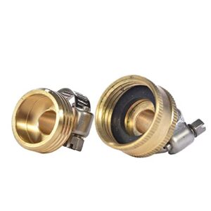 Sanpaint Brass Garden Hose Connector Repair Mender Kit with Stainless Clamp,Fits 1/2" Water Hose Fitting (1/2" Barb x 3/4" GHT)