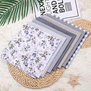 Milisten 7pcs Fabric Bundle Cotton Quilting Sewing 18'' X 18'' Floral Craft Fabric Pre-Cut Squares Sheets for Sewing Patchwork Quilting Crafting Grey