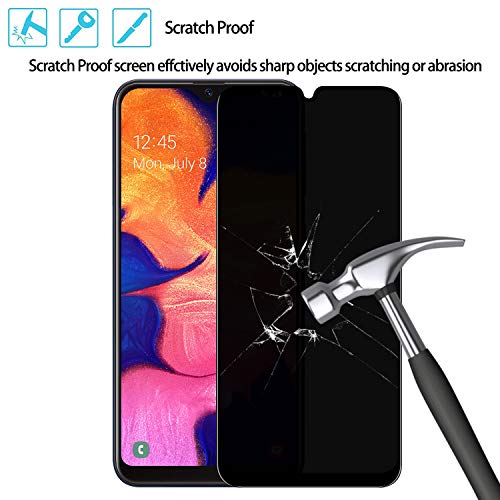 [2 Pack] Galaxy A50 A30 A20 Privacy Screen Protector, [Upgraded] Anti Spy Anti Glare Edge to Edge Full Coverage Privacy Tempered Glass Film for Samsung Galaxy A50 A50S A30 A30S A20 6.4 Inch 2019