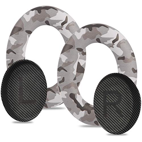 KAHHA Ear Pads,Replacement earpads Compatible with Bose QC25/QC35/QC35II Headphones Ear Cushions with Noise Isolation Memory Foam/ECO Protein Leather(1 Pair,Grey Camo)