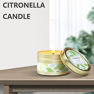 Citronella Candles, Soy Wax Lemongrass Candles, 6x2.5oz Portable Travel Tin Citronella Scented Candle Gift Set for for Outdoor Garden, Camping