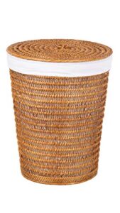 cambria rattan laundry hamper with liner, honey-brown