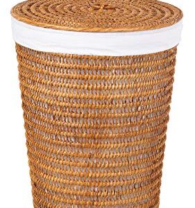 Cambria Rattan Laundry Hamper with Liner, Honey-Brown