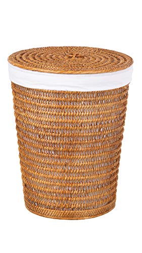 Cambria Rattan Laundry Hamper with Liner, Honey-Brown