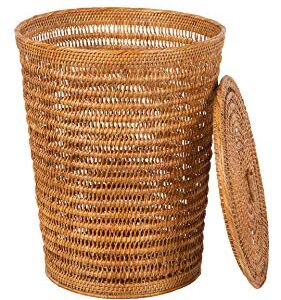 Cambria Rattan Laundry Hamper with Liner, Honey-Brown