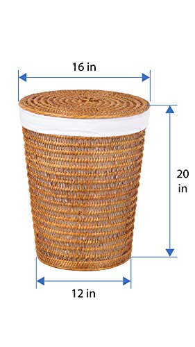 Cambria Rattan Laundry Hamper with Liner, Honey-Brown