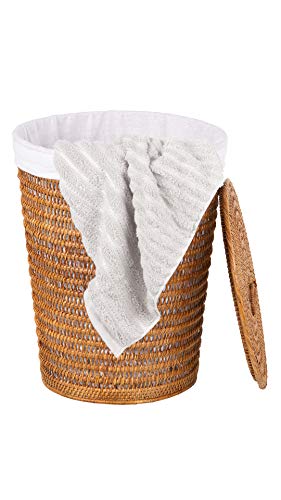 Cambria Rattan Laundry Hamper with Liner, Honey-Brown