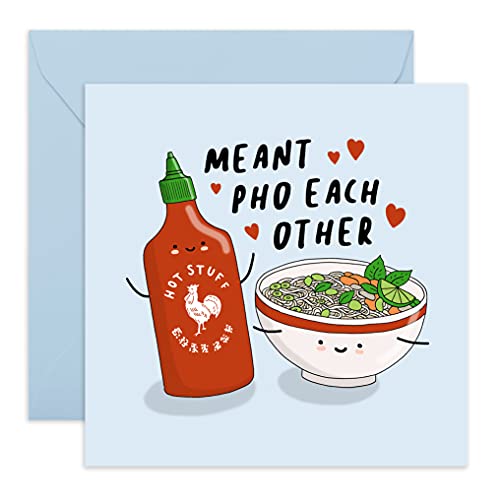 CENTRAL 23 Cute Anniversary Love Card for Him Men - Meant Pho Each Other - Funny Valentines Day Card for Husband Wife - Love Greeting Cards For Her Girlfriend Boyfriend - Comes with Fun Stickers