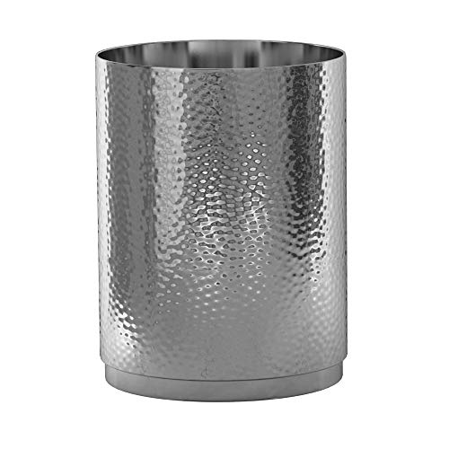 nu steel Majestic Hammered Shiny Decorative Stainless Steel Small Trash Can Wastebasket, Garbage Container Bin for Bathrooms, Powder Rooms, Kitchens, Home Offices - Shiny