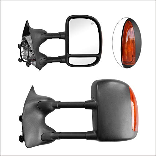 Perfit Zone Towing Mirrors Replacement Fit for 1999-2007 F250 F350 F450 F550 Super Duty 2001-2005 Excursion Pickup Truck Power Heated With Amber Signal in Pair