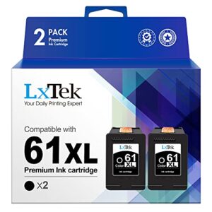 lxtek remanufactured ink cartridge replacement for hp 61xl 61 xl to compatible with envy 4500 5530 5535 5534, deskjet 2540 1010 1000, officejet 4630 2620 4635 printer (high yield, 2 black)