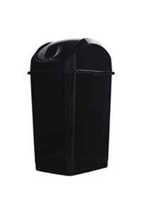 superio 1.25 gal mini plastic trash can with swing top lid small waste bin for countertop, desk, vanity, bathroom 5 quart (black-1 pack)