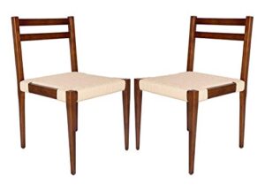 amazon brand – stone & beam jane mid-century dining chair, set of 2, 19.5"w, ash wood, brown