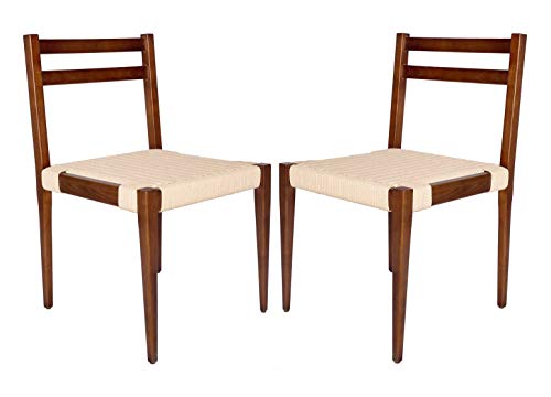 Amazon Brand – Stone & Beam Jane Mid-Century Dining Chair, Set of 2, 19.5"W, Ash Wood, Brown