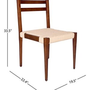 Amazon Brand – Stone & Beam Jane Mid-Century Dining Chair, Set of 2, 19.5"W, Ash Wood, Brown