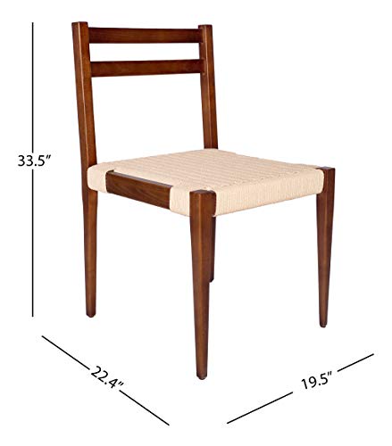 Amazon Brand – Stone & Beam Jane Mid-Century Dining Chair, Set of 2, 19.5"W, Ash Wood, Brown
