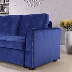 Velvet Storage Reversible Sectional Sofa bed Sleeper Velvet Chaise Storage Reversible Sofa Bed Sleeper Sectional, 91", Blue