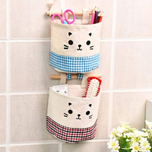 RainbowBaby Over The Door Storage Bags Closet Organizer, Wall-Mounted Hanging Cotton Linen Storage Basket Holder Decor Bin Bag (2 Pack)