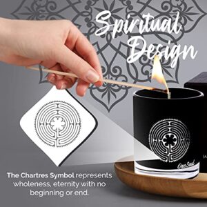 Jasmine Sandalwood Aromatherapy Candle, Earthy Scented Candles, Luxury Candles Scented with Chartres Symbol, Hand-Poured Soy Candle, 50 Hours Burn Time, 7.6 oz. - OneSoul Collection