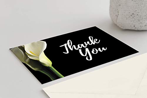MPC Brands Customized Personalized Funeral Bereavement Thank You Cards With Envelopes - Set of 50 (Custom Lily)