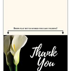 MPC Brands Customized Personalized Funeral Bereavement Thank You Cards With Envelopes - Set of 50 (Custom Lily)