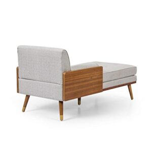 Christopher Knight Home Hanna Chaises Longues, Fabric, Beige, Dark Walnut 32D x 63.75W x 33.5H in