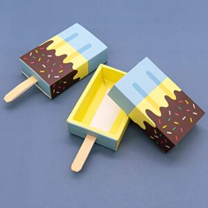 AUEAR, 12 Pack Gift Boxes Popsicle Shape Ice Cream Party Favor Box Mini Cartoon Candy Folding Paper for Decorations