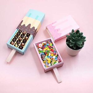 AUEAR, 12 Pack Gift Boxes Popsicle Shape Ice Cream Party Favor Box Mini Cartoon Candy Folding Paper for Decorations