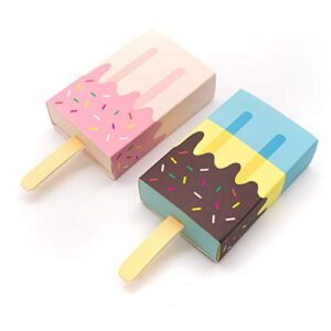 AUEAR, 12 Pack Gift Boxes Popsicle Shape Ice Cream Party Favor Box Mini Cartoon Candy Folding Paper for Decorations