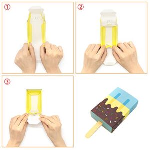 AUEAR, 12 Pack Gift Boxes Popsicle Shape Ice Cream Party Favor Box Mini Cartoon Candy Folding Paper for Decorations