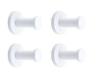 nelxulas classic white stainless steel single super heavy duty wall mount hook, coat hanger, bath towel hooks (2", 4 pcs)