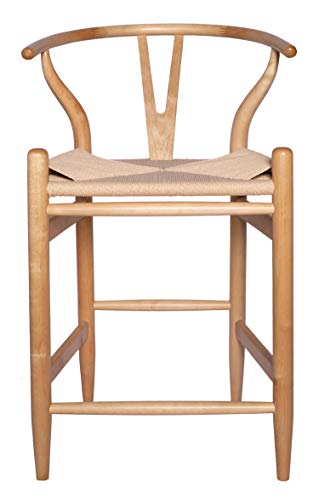 Amazon Brand – Stone & Beam Wishbone Counter-Height Barstool, 35.5"H, Rubberwood, Natural / Natural