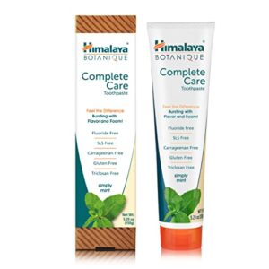 Himalaya Botanique Complete Care Toothpaste, Simply Mint, Fluoride Free Plaque Reducer for Brighter Teeth and Fresh Breath, 5.29 oz, 2 Pack