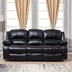 Betsy Furniture Power Reclining Bonded Leather Living Room Set (Black, Sofa)