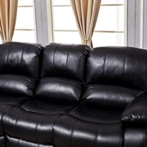 Betsy Furniture Power Reclining Bonded Leather Living Room Set (Black, Sofa)