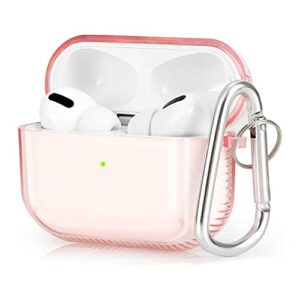 koreda protective cover compatible with airpods pro & airpods pro 2 case, soft clear full protective case shockproof cover with keychain set for airpods pro 2nd generation/1st generation case (pink)