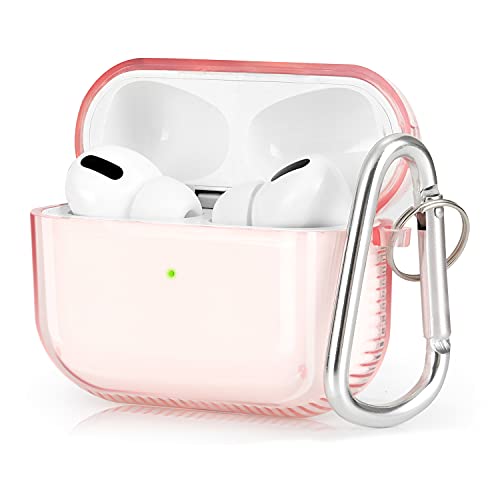 KOREDA Protective Cover Compatible with AirPods Pro & AirPods Pro 2 Case, Soft Clear Full Protective Case Shockproof Cover with Keychain Set for Airpods Pro 2nd Generation/1st Generation Case (Pink)