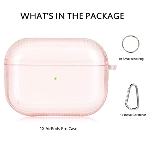 KOREDA Protective Cover Compatible with AirPods Pro & AirPods Pro 2 Case, Soft Clear Full Protective Case Shockproof Cover with Keychain Set for Airpods Pro 2nd Generation/1st Generation Case (Pink)